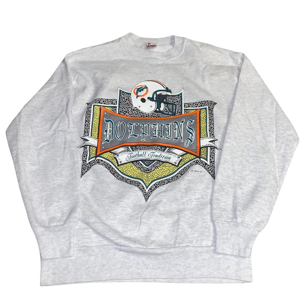 Vintage 1991 Miami Dolphins Old English Script Crewneck Sweater